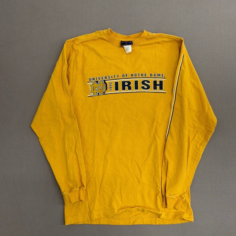 Jansport Notre Dame Irish Long Sleeve T-Shirt Gold Yellow Men Small Cotton